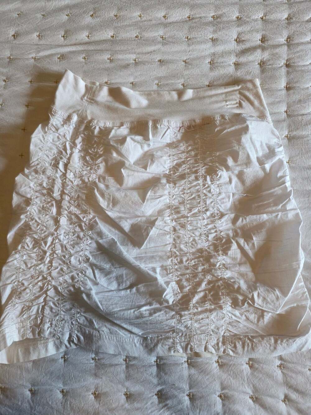 Wearables Women's White Ruched Cotton Mini Skirt Size Small - Picture 5 of 5